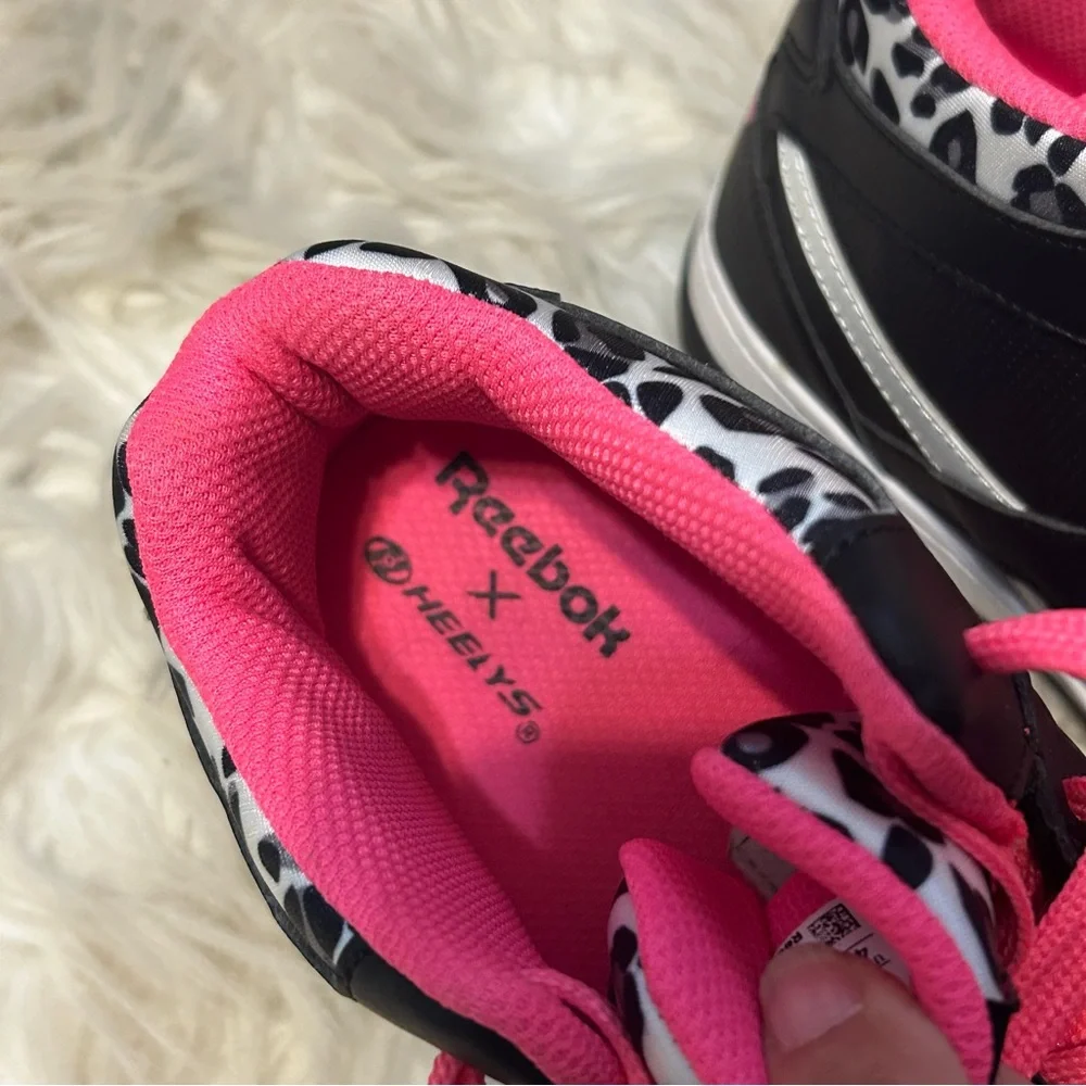 Reebok X Heelys High Top‎ Shoe Youth 4 Womens 6 Black Pink Leopard NO WHEELS